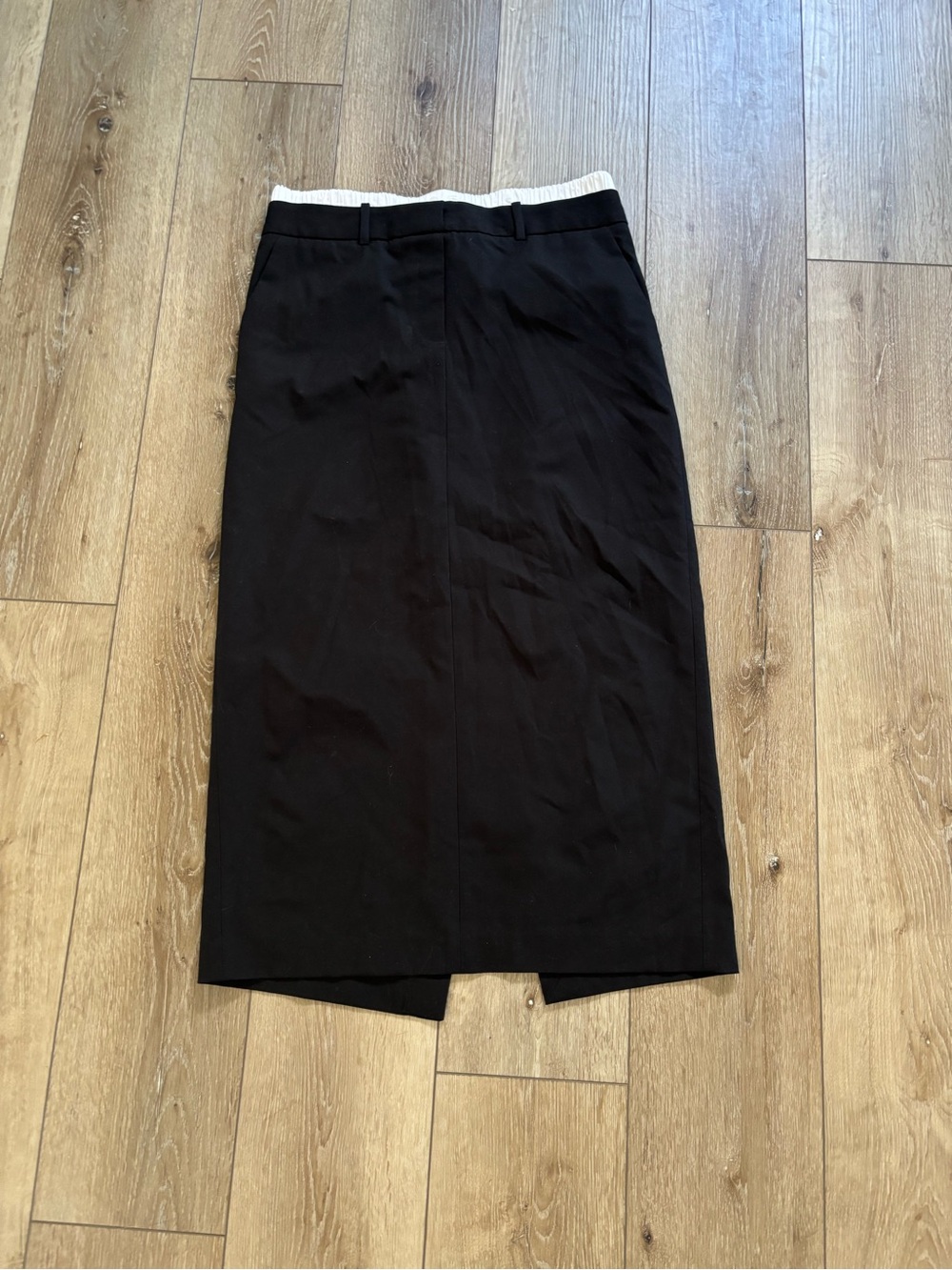 Zara Black Midi Pencil Skirt with Contrast Waistband size medium